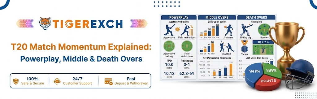 T20 Match Momentum showing powerplay, middle overs and death overs